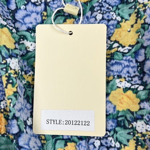 SEE  U Soon Blue Yellow Floral Cottagecore Long Sleeve Dress - Picture 4 of 9